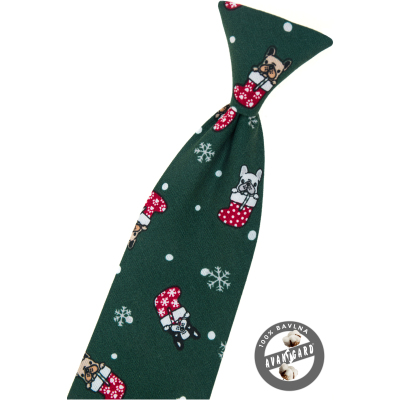 Zelená kravata 31 cm s vánočním motivem