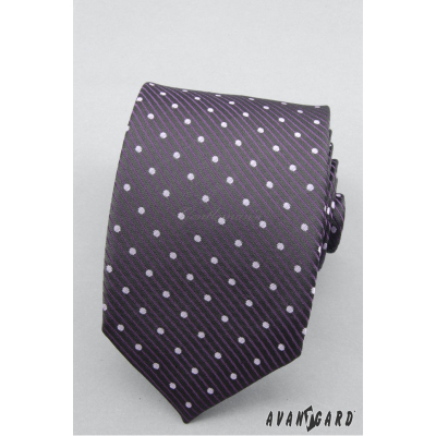 Puntíkovaná fialová kravata lila puntíky