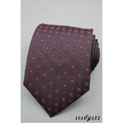 Fialová kravata čtverečkovaný vzor