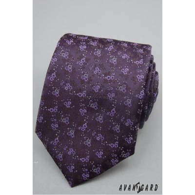 Tmavěfialová kravata jemné květy