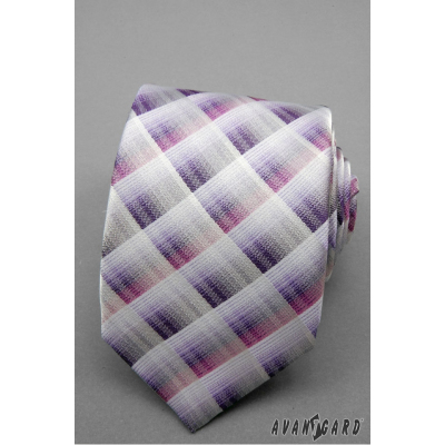 Kostkovaná kravata růžová, fialová