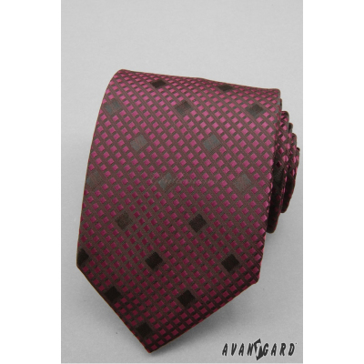 Kostkovaná bordó kravata