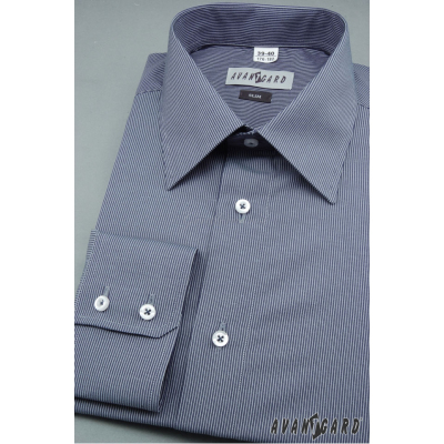 Pánská košile SLIM modrá bílá proužkovaná - výprodej