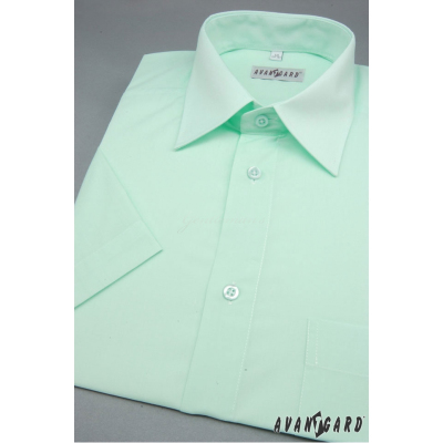 Pánská košile s krátkým rukávem zelenkavá