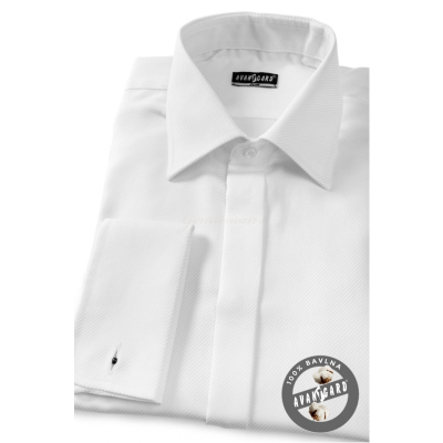 Pánská košile SLIM krytá léga, manžetové knoflíčky bílá