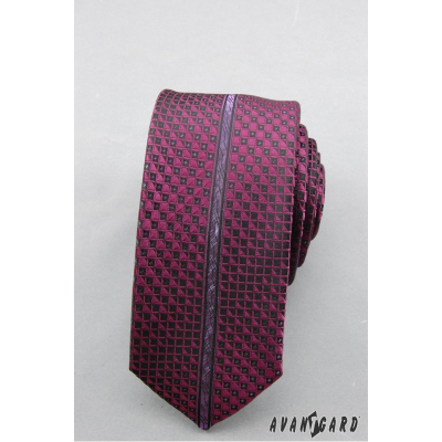Pánská slim kravata s fialovým vzorem