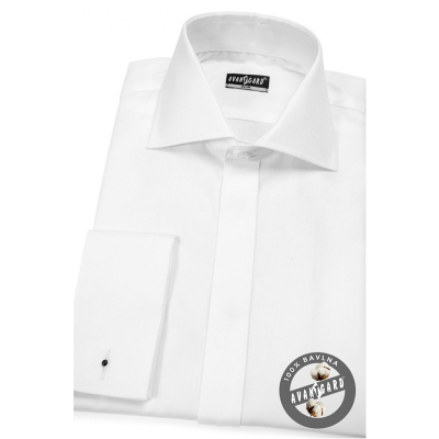 Pánská košile SLIM krytá léga, bílá 100% bavlna