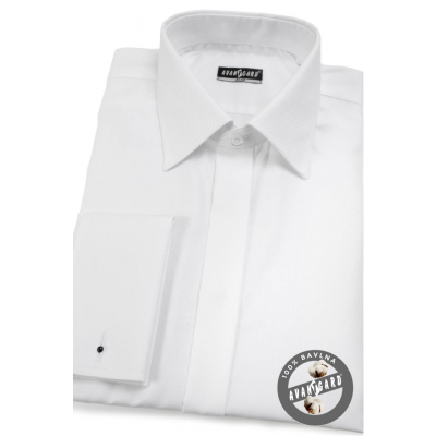 Bílá proštíhlená košile krytá léga 100% bavlna