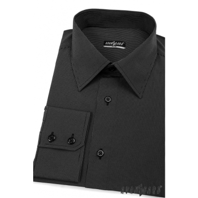 Košile SLIM černá s jemným proužkem