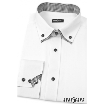 Bílá pánská košile SLIM s dlouhým rukávem a černými doplňky