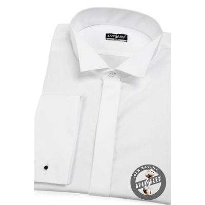 Pánská fraková košile SLIM MK hladká bílá