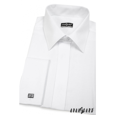Pánská košile SLIM krytá léga Bílá hladká