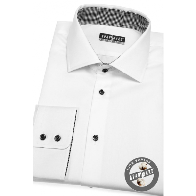 Bílá pánská košile klasického střihu s černými knoflíky
