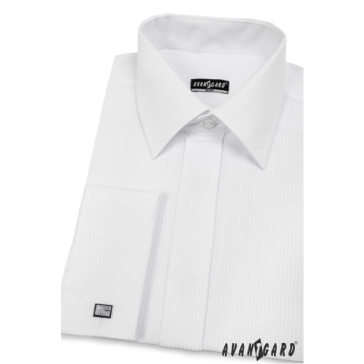 Pánská košile SLIM bílá s lesklým proužkem