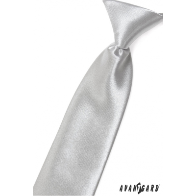 Chlapecká kravata stříbrná lesk 44cm