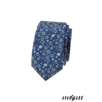 Slim kravata s modro-žlutým vzorem