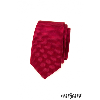 Červená slim kravata se strukturou povrchu