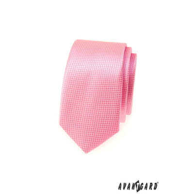 Úzká kravata Avantgard růžová kostka