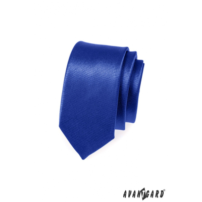 Úzká kravata SLIM modrá s leskem