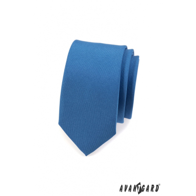 Úzká jednobarevná kravata SLIM Modrá mat