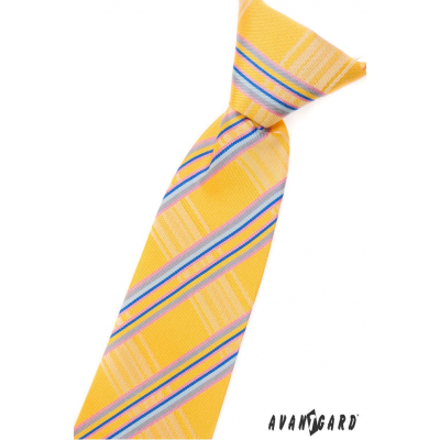 Chlapecká kravata žlutá s modrými proužky