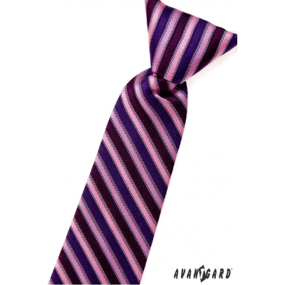 Chlapecká kravata růžové modré a fialové pruhy