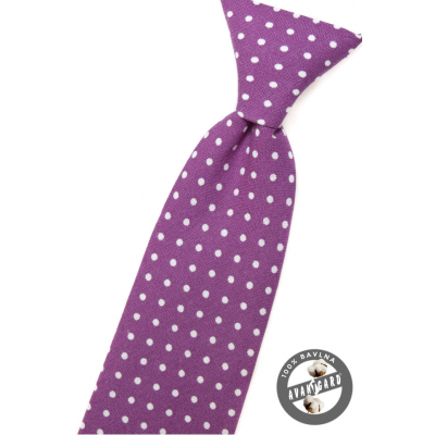 Chlapecká kravata fialová s bílými puntíky