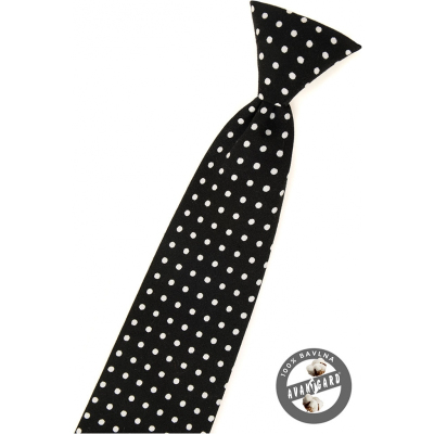 Chlapecká kravata černá s bílým puntíkem