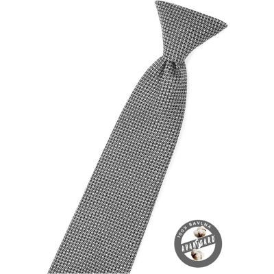 Černá chlapecká kravata s šedým vzorem