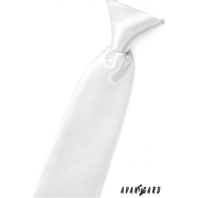 Chlapecká kravata bílá lesk
