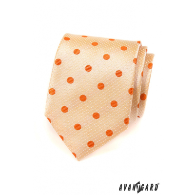 Pánská kravata lososová s oranžovým puntíkem