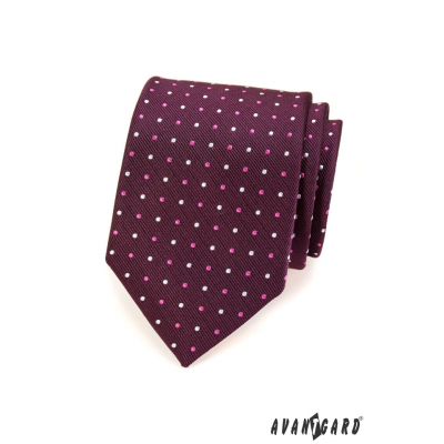 Pánska kravata fialová s puntíky