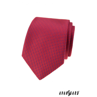 Červená kravata s modrými tečkami