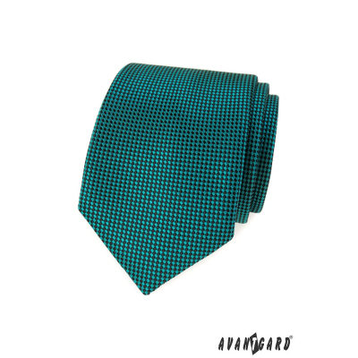 Tyrkysová kravata s černými čtverečky