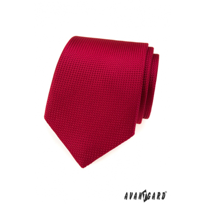 Červená kravata s prošívaným vzorem