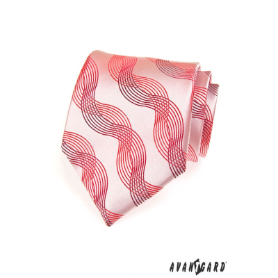 Pánská růžová kravata s vlnkami
