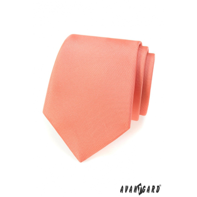 Jednobarevná kravata matné lososové barvy