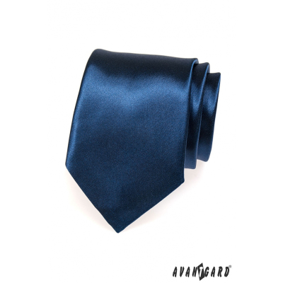 Tmavě modrá kravata lesklá