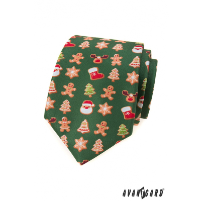 Zelená kravata s vánočním motivem