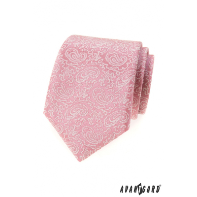 Pudrově růžová kravata se vzorem Paisley