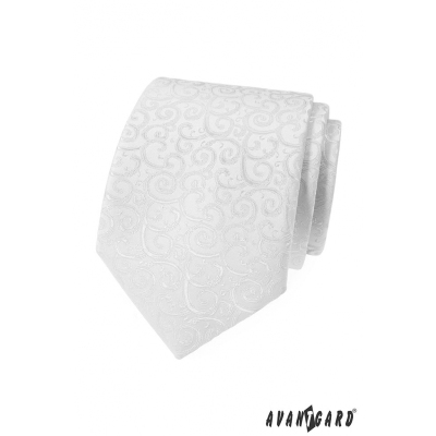 Bílá pánská kravata s lesklým vzorem