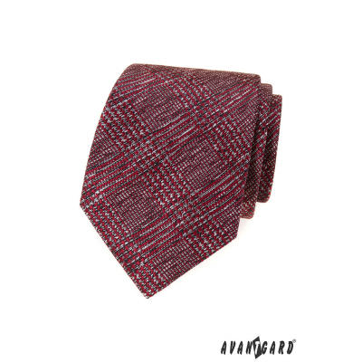 Pánská kravata s červeno-šedý vzorem