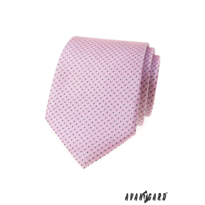 Růžová kravata s jemným modrým vzorem
