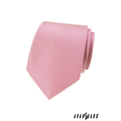 Růžová kravata s drobnými tečkami