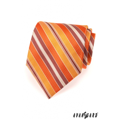 Pánská kravata s oranžovými pruhy