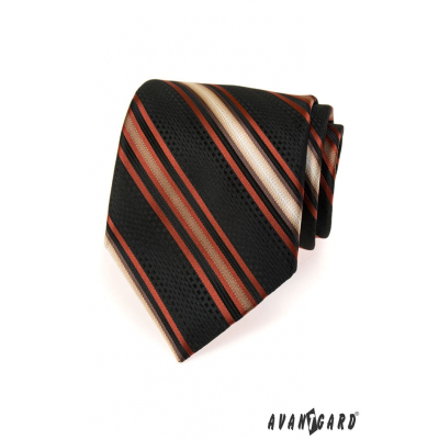 Černá pánská kravata s oranžovými pruhy