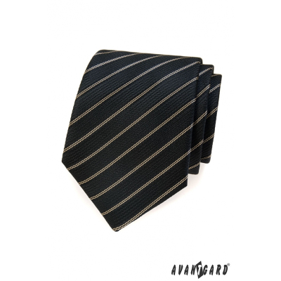 Černá kravata s hnědým proužkem