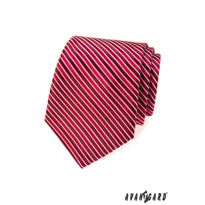 Červená kravata s bordó proužky