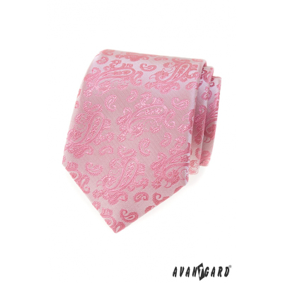 Růžová kravata se vzorem Paisley