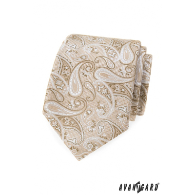 Béžová kravata s paisley vzorem